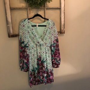 Mint green floral lined dress